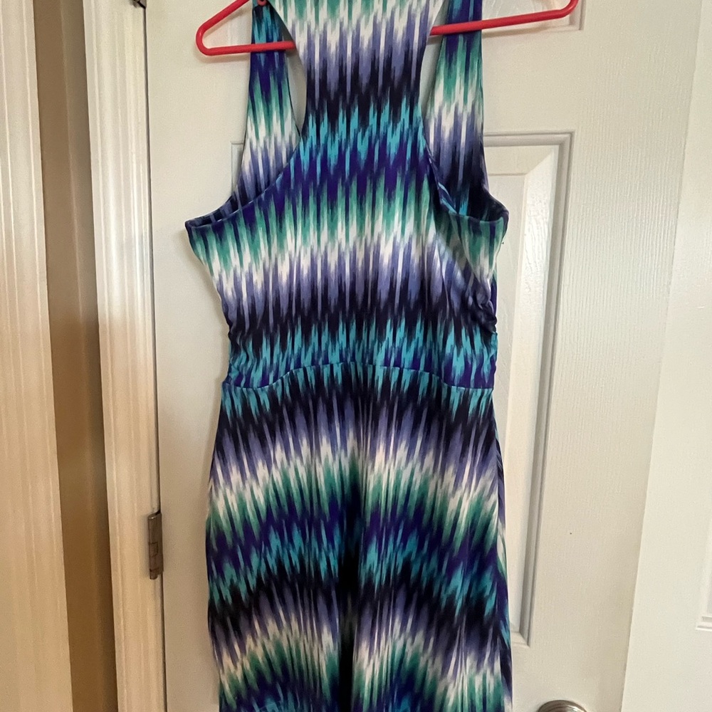 TEHAMA Blue and Green Racer Back Dress
